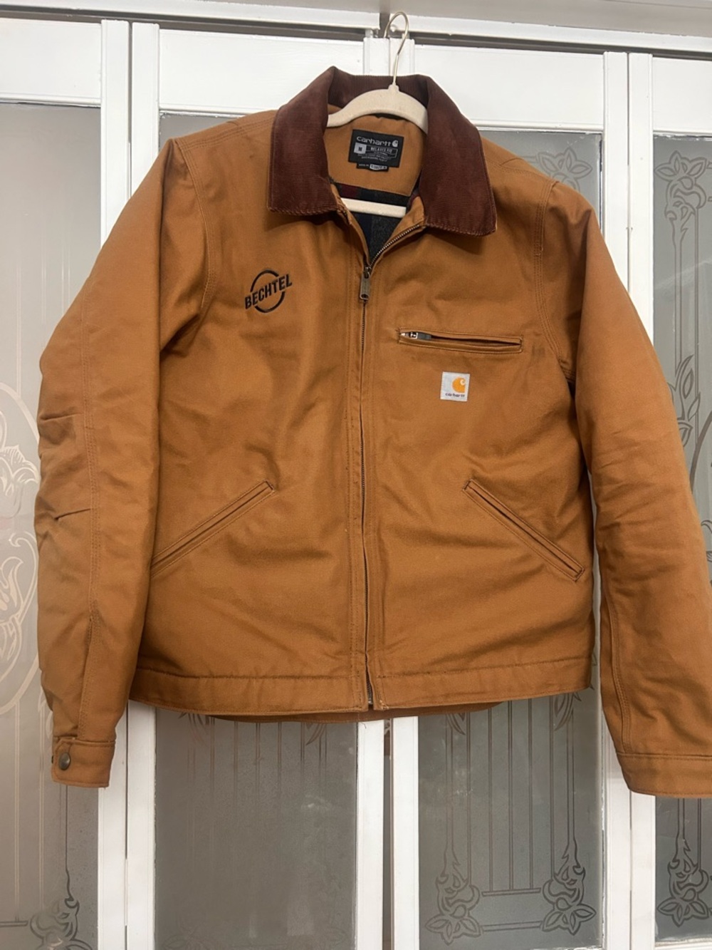 Carhartt Men's Brown Duck Work Jacket - Insulated Canvas Coat relaxed fit m